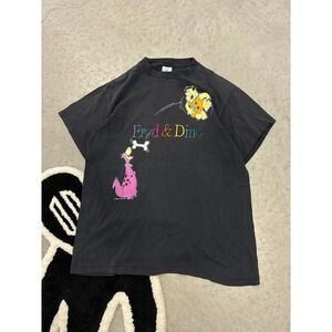 Vintage 1994 Fred & Dino Flintstones T-Shirt Black Delta Made in USA Large 90s